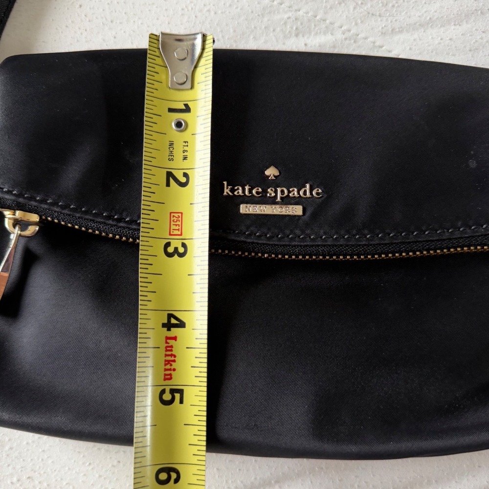 Kate Spade New York Black Nylon Foldover Crossbody Bag Gold Hardware - Picture 8 of 12